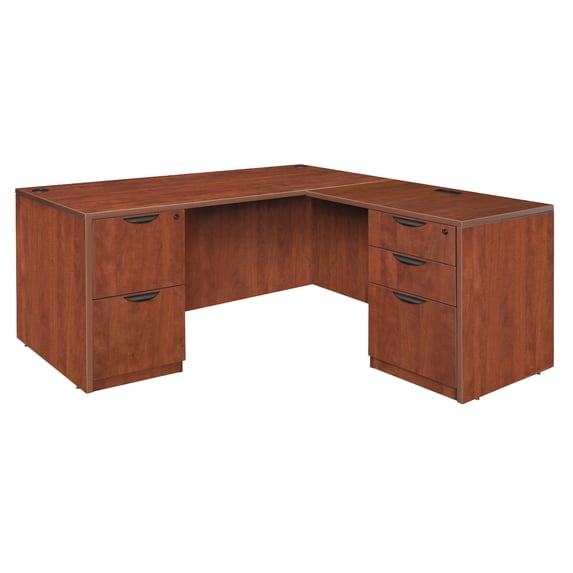 Regency Legacy 71 x 70 in. L Desk with Double Full Pedestal Drawer Unit- Cherry