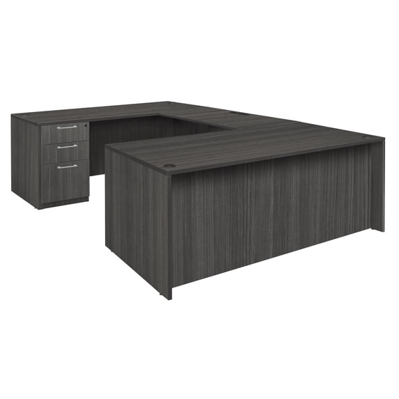 Regency Legacy 71 x 35 in. U Desk with Double Full Pedestal Drawer Unit- Ash Grey