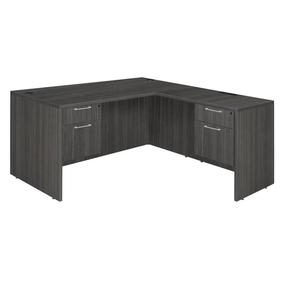 Regency Legacy 71 x 35 in. L Desk with Double Pedestal Drawer Unit- Ash Grey