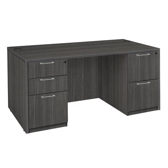 Regency Legacy 71 x 35 Inch Office Desk with Double Full Pedestal, Durable Ash Grey Laminate, Scratch-Resistant Surface, Spacious Workspace for Home, Professional, and Executive Offices