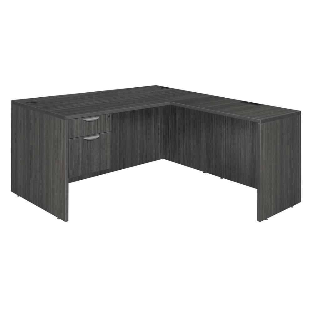 Ash Grey L-Shaped Corner Desk with Drawers and Filing Cabinet
