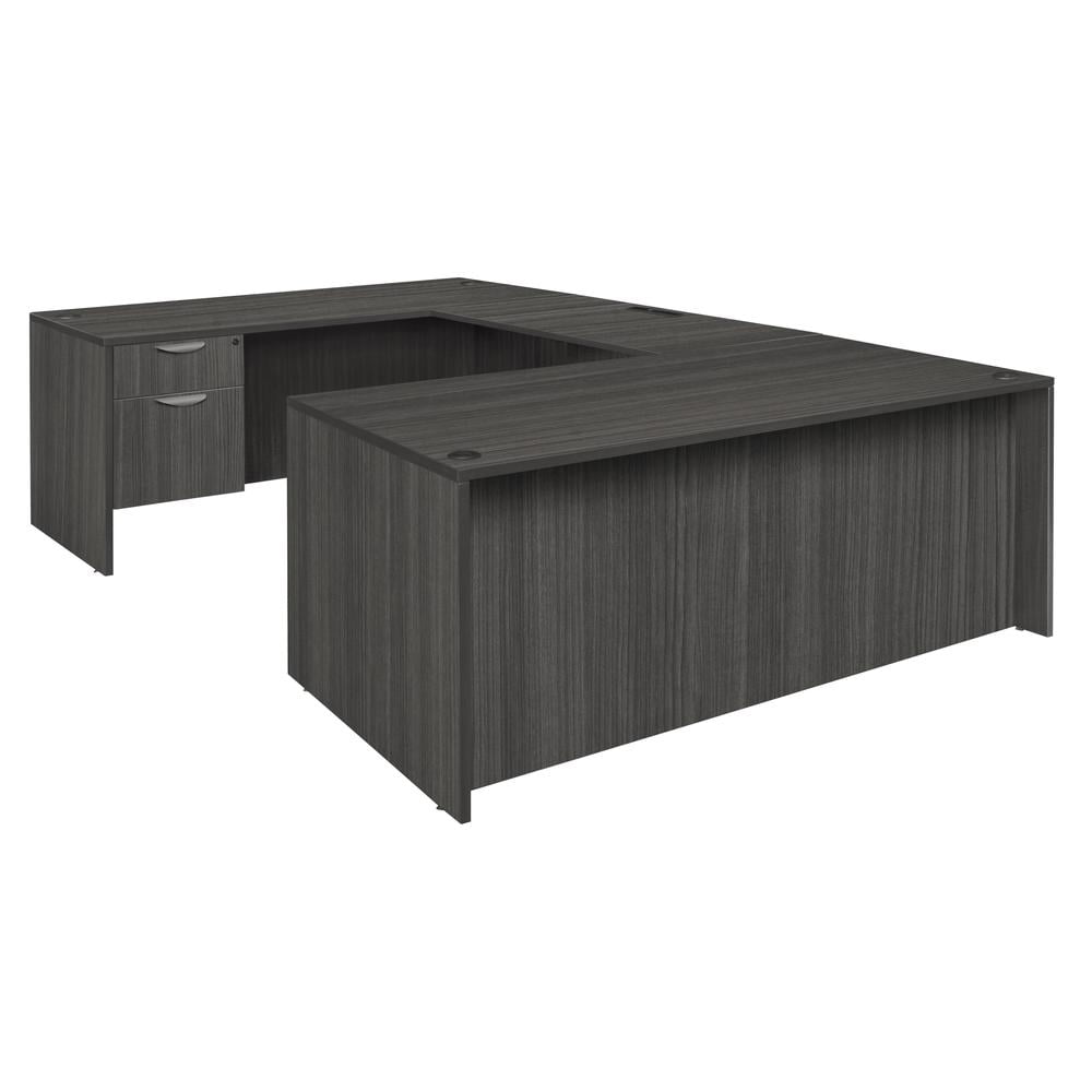 Legacy Ash Grey U-Shaped Desk with File Storage