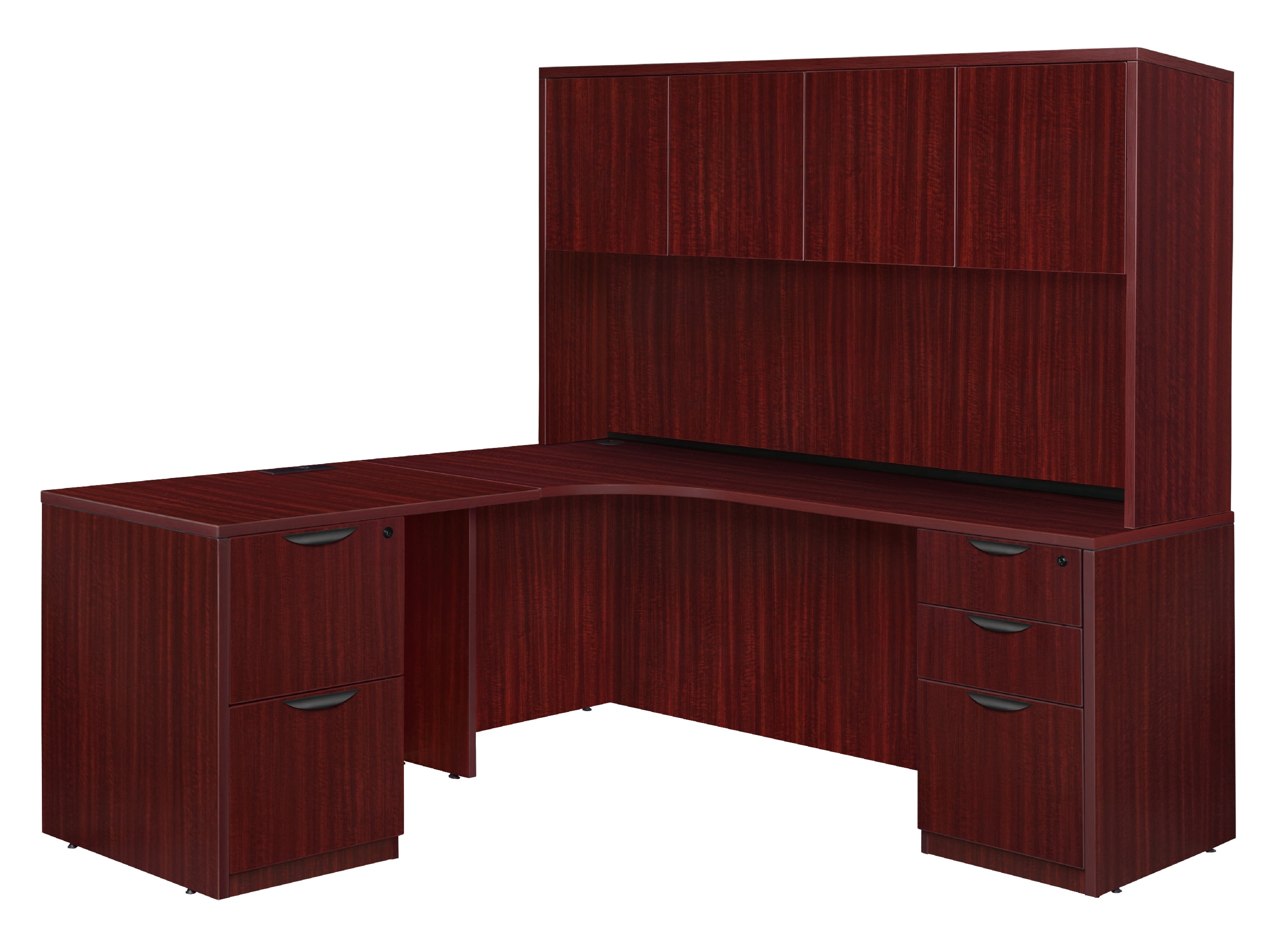 Mahogany Corner Desk with Hutch and Filing Cabinet