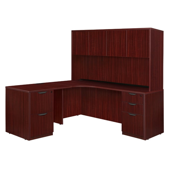 Regency Legacy 71 in. Double Full Pedestal Left Corner Credenza with 35 in. Return and Hutch- Mahogany