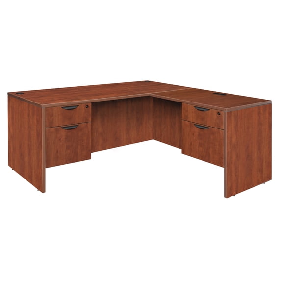 Regency Legacy 71 x 35 Inch L-Shaped Office Desk with Double Pedestal Drawer Unit, Durable Cherry Laminate, Scratch-Resistant Surface, and Spacious Design for Home and Professional Offices