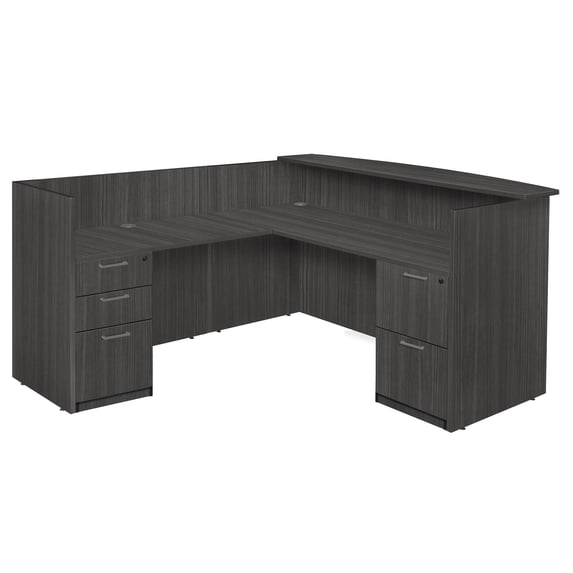 Regency Legacy Reception Desk with Full Pedestal File Cabinet- Ash Grey