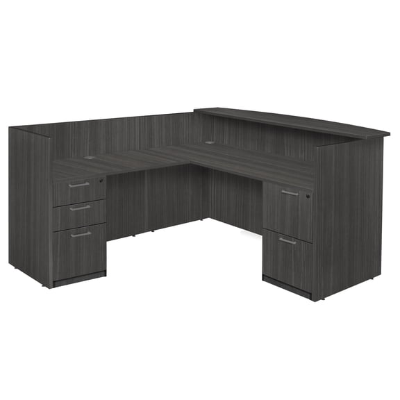 Regency Legacy Reception Desk with Full Pedestal File Cabinet- Ash Grey