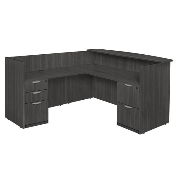 Legacy Double Full Pedestal Reception Desk- Ash Grey