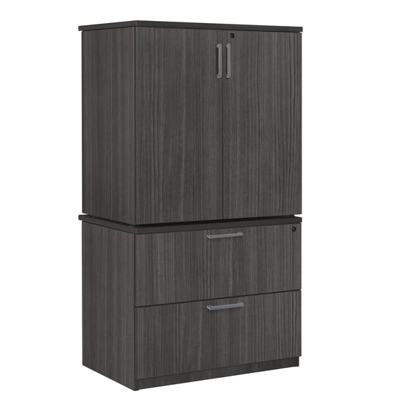 Regency Legacy Lateral File with Stackable Storage Cabinet- Ash Grey