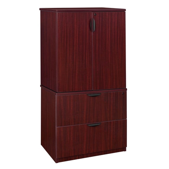 Regency Legacy Lateral File with Stackable Storage Cabinet- Mahogany