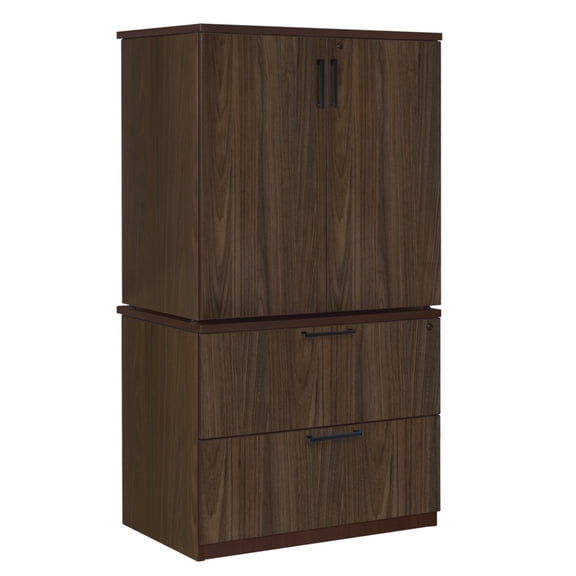 Regency Legacy Lateral File with Stackable Storage Cabinet- Neo Walnut
