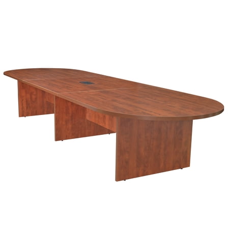 Regency Legacy 12 ft Racetrack Laminate Conference Table with 1 Charging Port, Durable Construction, Scratch-Resistant Surface, and Modern Design for Professional Office Workspaces - Cherry