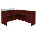 thumbnail image 1 of Regency Legacy Single Pedestal Reception Desk with White Transaction Top- Mahogany, 1 of 8