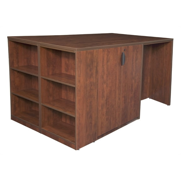 Regency Legacy Stand Up 2 Desk/ Storage Cabinet/ Lateral File Quad with Bookcase End- Cherry