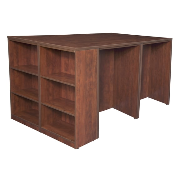Regency Legacy Stand Up 2 Desk/ Storage Cabinet/ Lateral File Quad with Bookcase End- Cherry