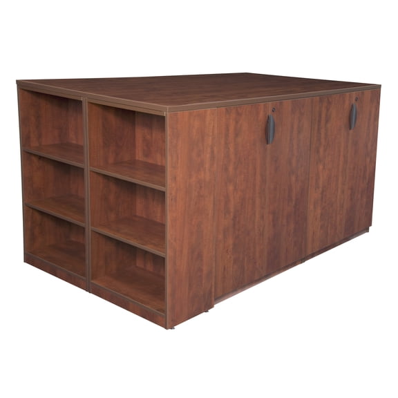 Romig Legacy Stand Up 2 Storage Cabinet/ Lateral File/ Desk Quad with Bookcase End- Cherry