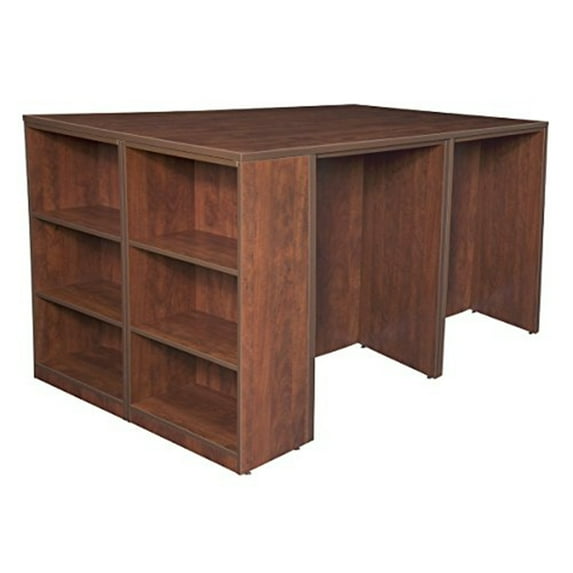 Regency Legacy Stand Up Desk Quad with Bookcase End- Cherry