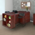 thumbnail image 1 of Legacy Stand Up Lateral File/ 3 Desk Quad with Bookcase End- Mahogany, 1 of 6
