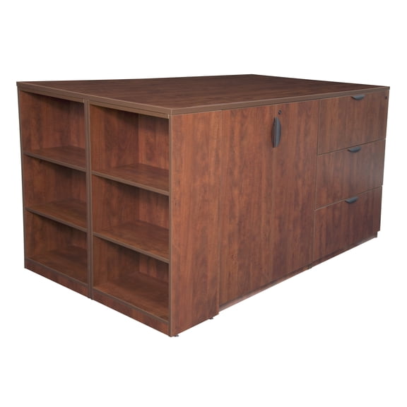 Regency Legacy Stand Up Lateral File/ 3 Storage Cabinet Quad with Bookcase End- Cherry