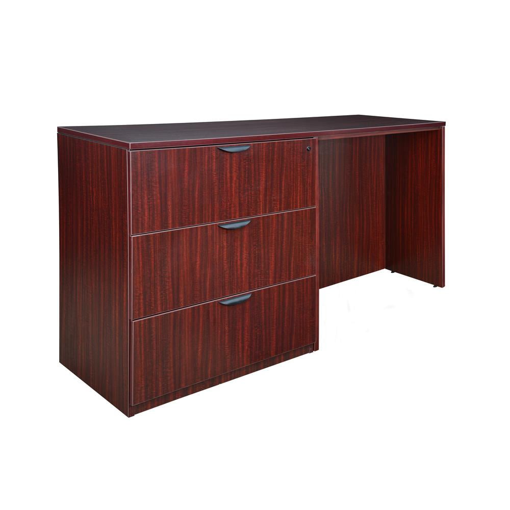 Mahogany Standing Desk with Lateral File Cabinet