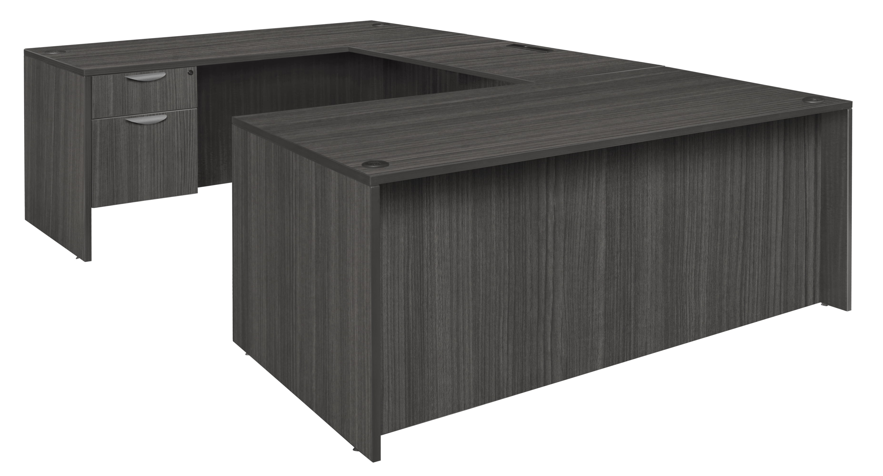 Legacy Ash Grey U-Shaped Desk with File Storage