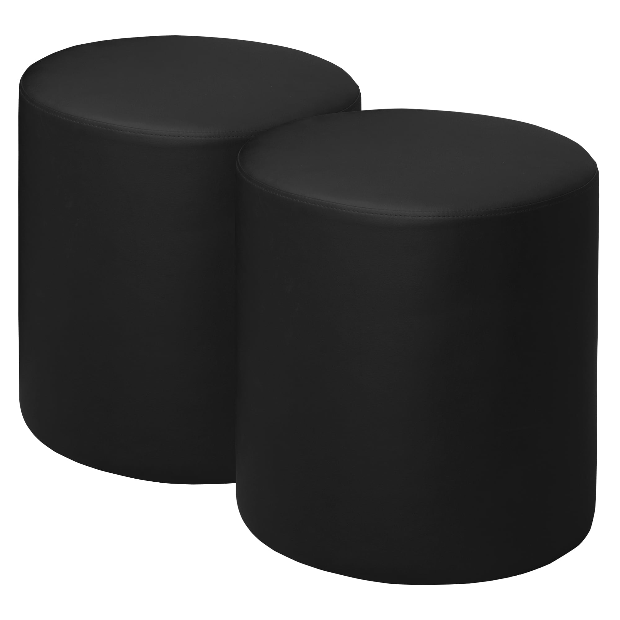 Regency Logan Round Vinyl Ottoman (Set of 2)- Black - Walmart.com