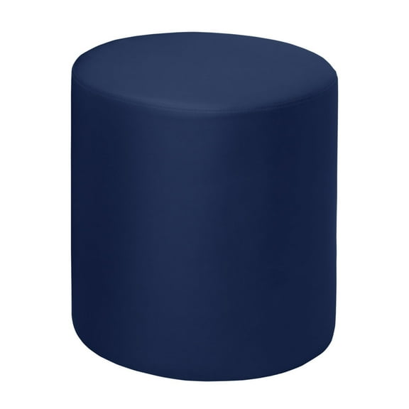 Regency Logan Upholstered Soft Round Shape Ottoman - Naval Blue
