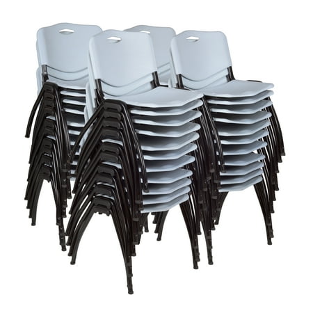 Regency M Grey Stack Chairs 40-Pack – Durable Plastic Stackable Chairs with Metal Frame, Lightweight & Easy-Clean Seating for Offices, Cafeterias & Breakrooms