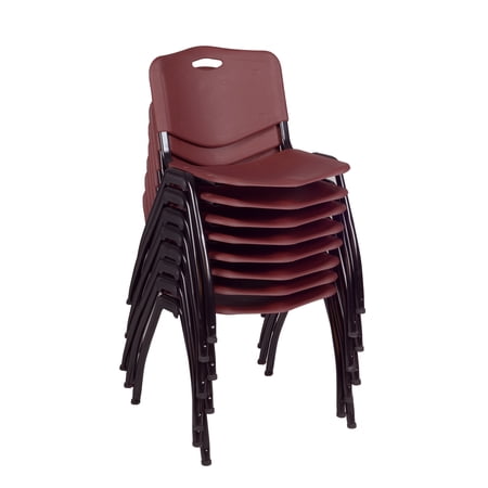 Regency M Burgundy Stack Chairs 8-Pack – Durable Plastic Stackable Chairs with Metal Frame, Lightweight & Easy-Clean Seating for Offices, Cafeterias & Breakrooms