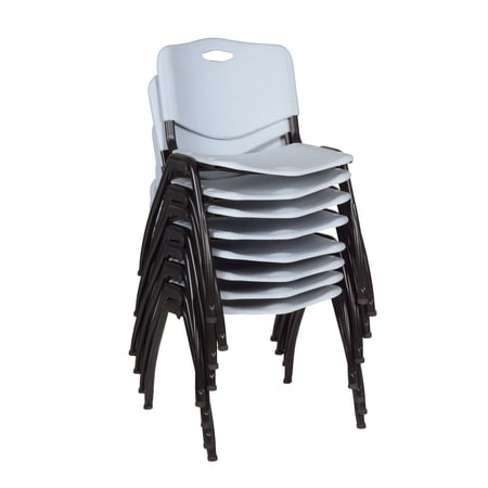 Regency M Grey Stack Chairs 8-Pack – Durable Plastic Stackable Chairs with Metal Frame, Lightweight & Easy-Clean Seating for Offices, Cafeterias & Breakrooms