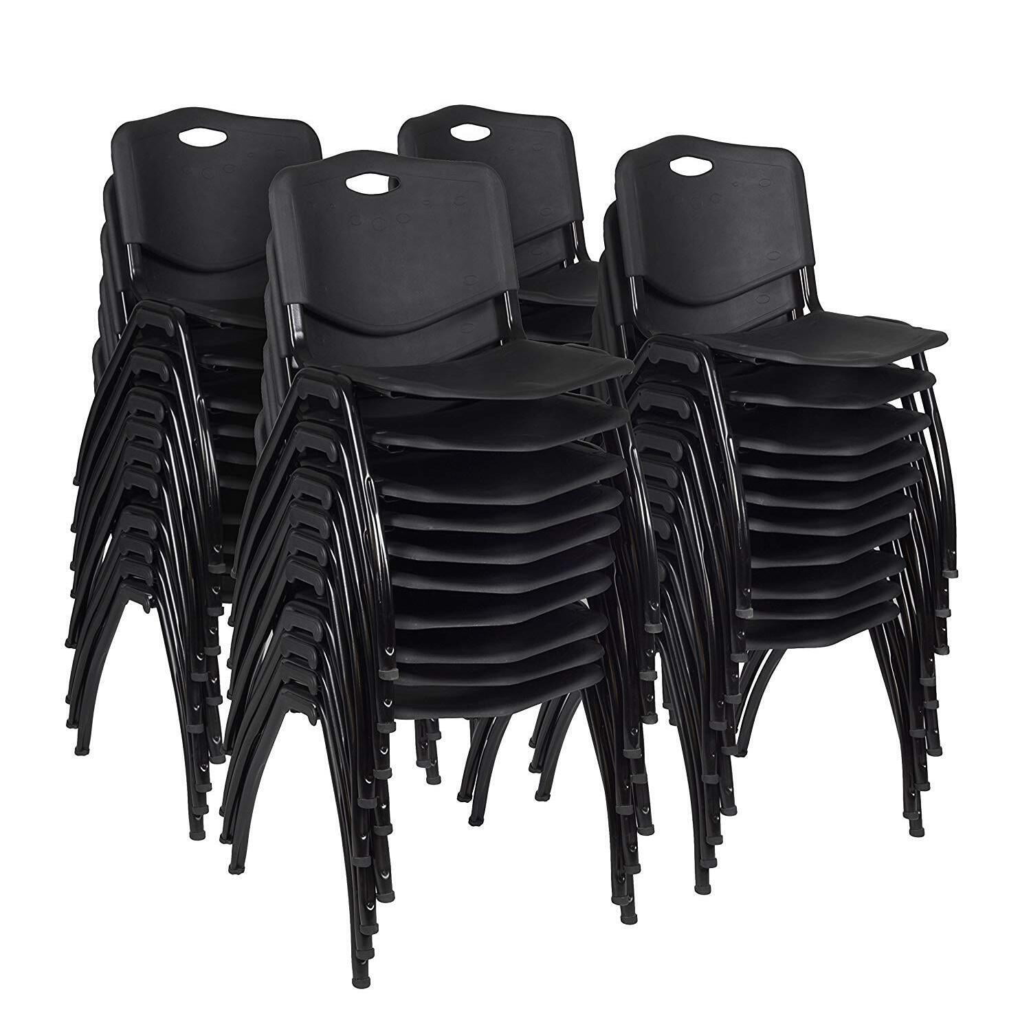 Black Plastic Armless Stacking Reception Chair with Chrome Frame