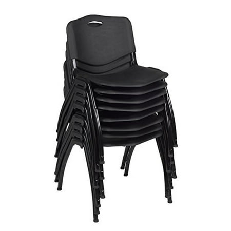 Regency M Black Stack Chairs 8-Pack – Durable Plastic Stackable Chairs with Metal Frame, Lightweight & Easy-Clean Seating for Offices, Cafeterias & Breakrooms