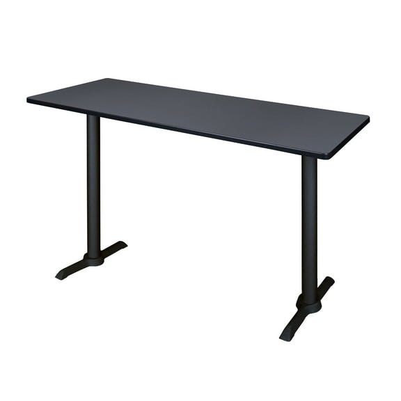 Regency Cain 60 x 24 in. Steel T-Base Cafe Training Seminar Table- Grey