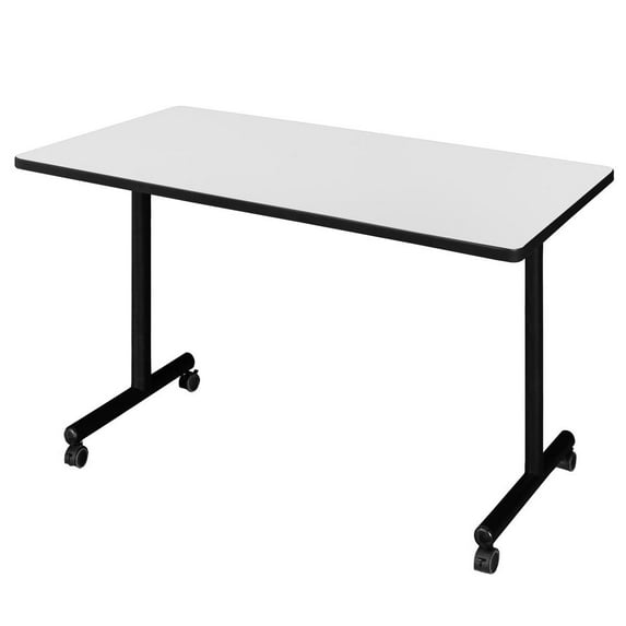 Regency Kobe 48 x 30 in. Mobile T-Base Training Seminar Table- White