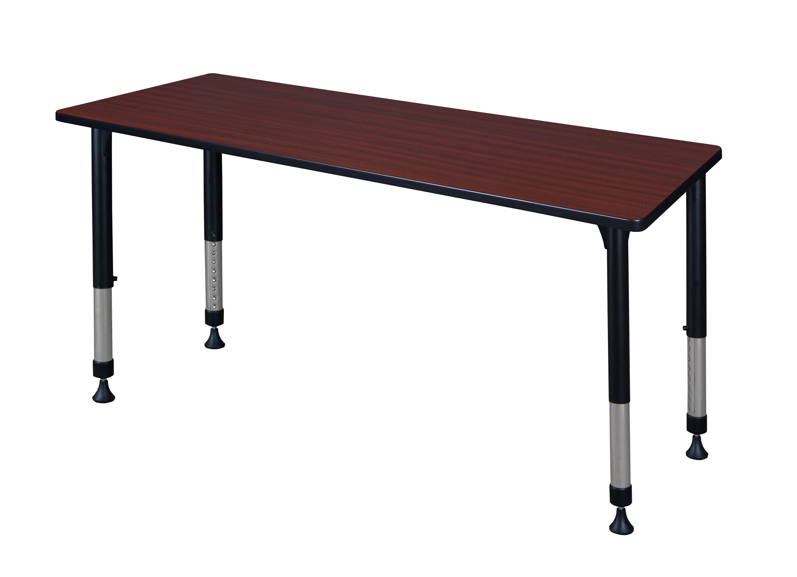Mahogany Adjustable Height Classroom Table with Metal Frame