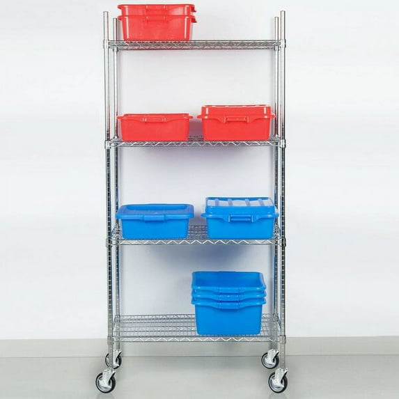 Regency NSF Chrome 64" Posts & Casters 4-Shelf Kit Kitchen Storage Cart