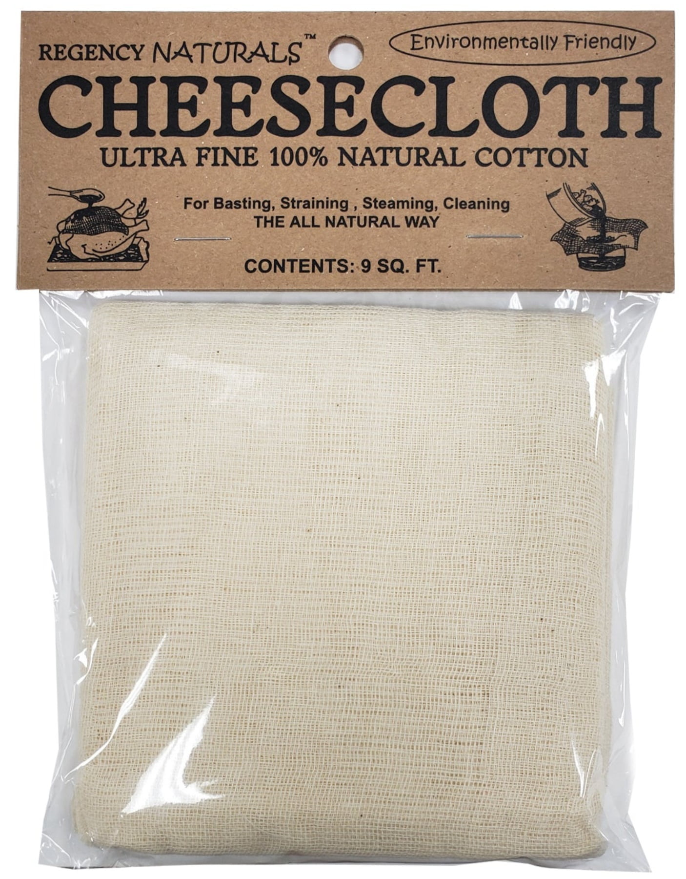 Regency Natural Cotton Unbleached Single Use Cheesecloth (9 Sq. Ft.) RW450N