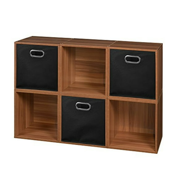 Niche Cubo Storage Set - 6 Cubes and 3 Canvas Bins- Warm Cherry/Black