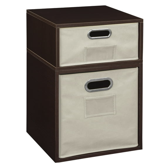 Regency Niche Cubo Storage Set- 1 Full Cube/1 Half Cube with Foldable Storage Bins- Truffle/Natural