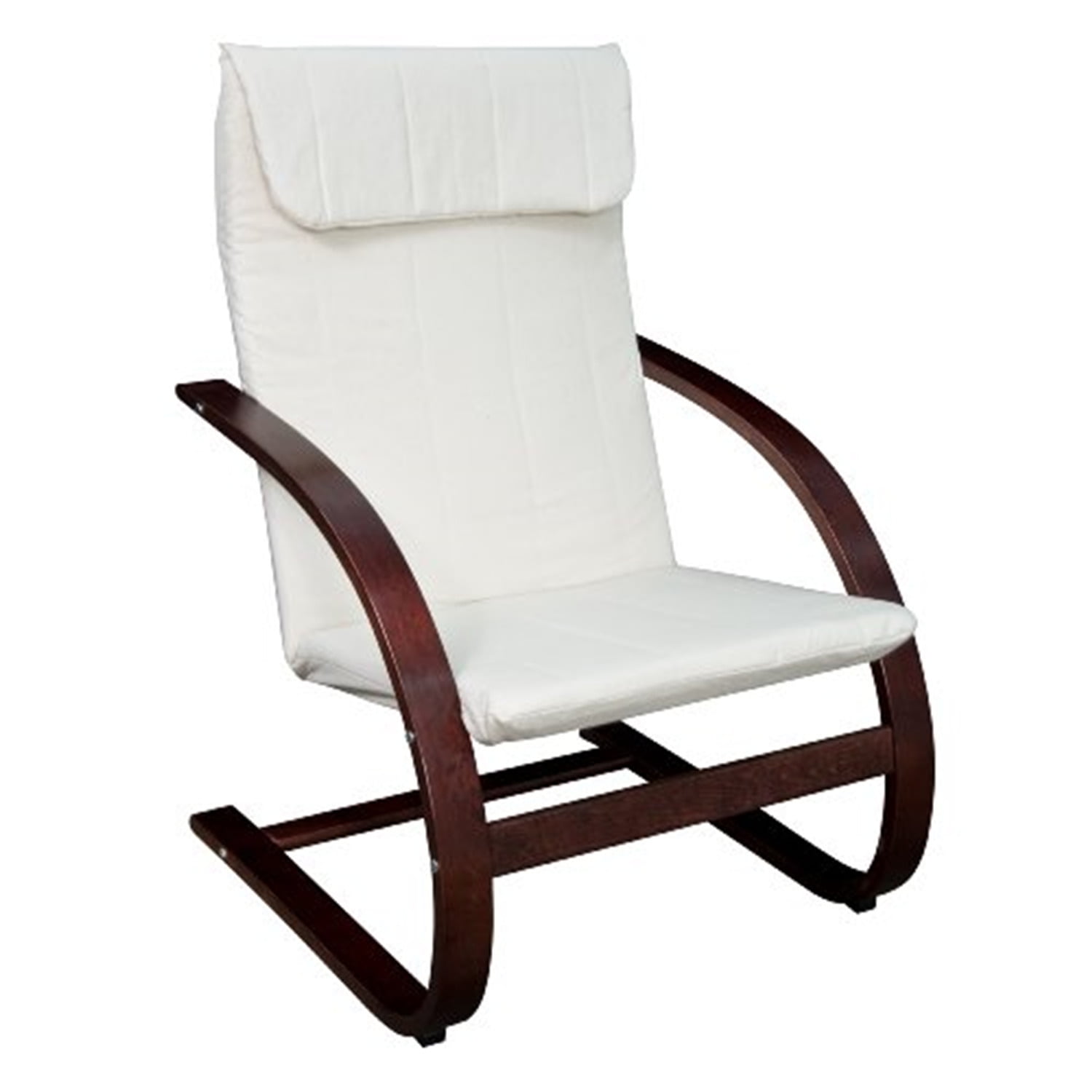 Mocha Walnut & Beige Cotton Recliner with Removable Cover
