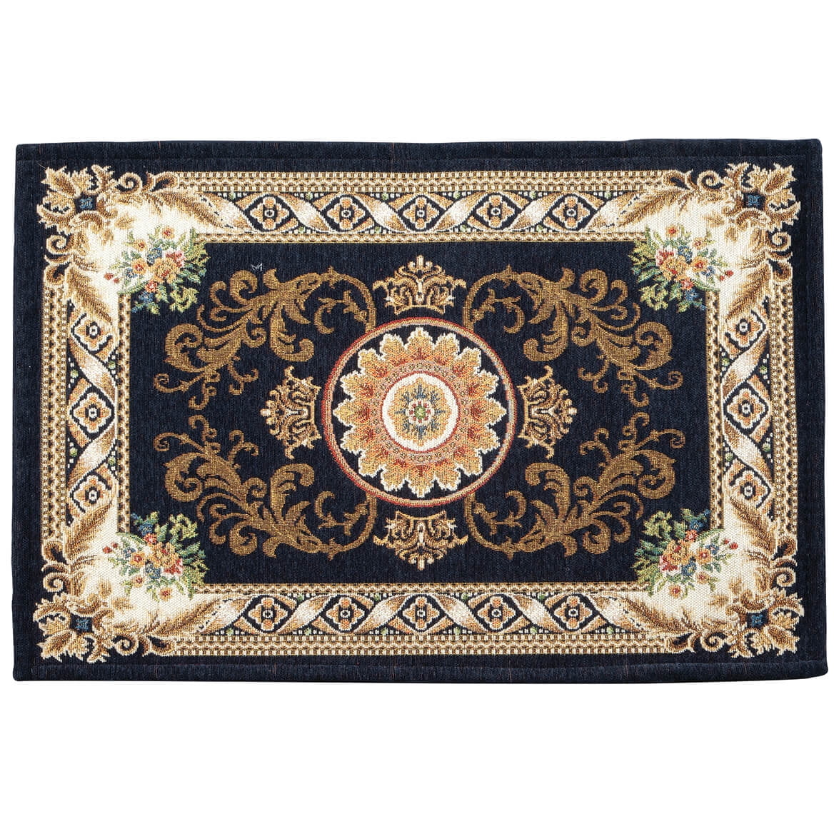 Regency Tile Rug Regency Non-Slip Rug, Rich Color Design, Floral Details, Home Décor ...