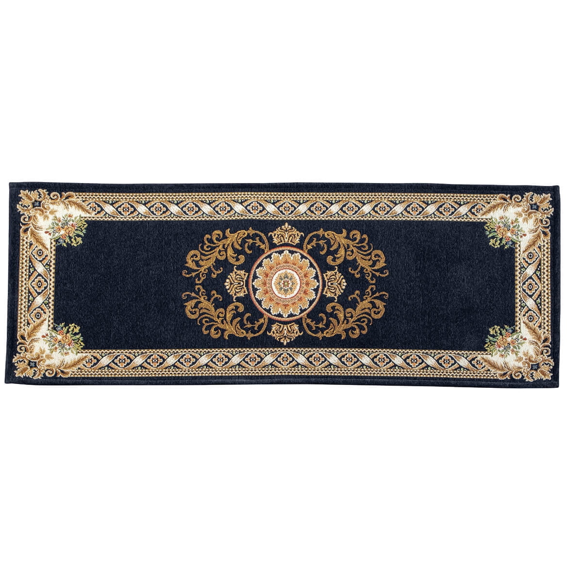 Regency Tile Rug Regency Non-Slip Rug, Rich Color Design, Floral Details, Home Décor ...