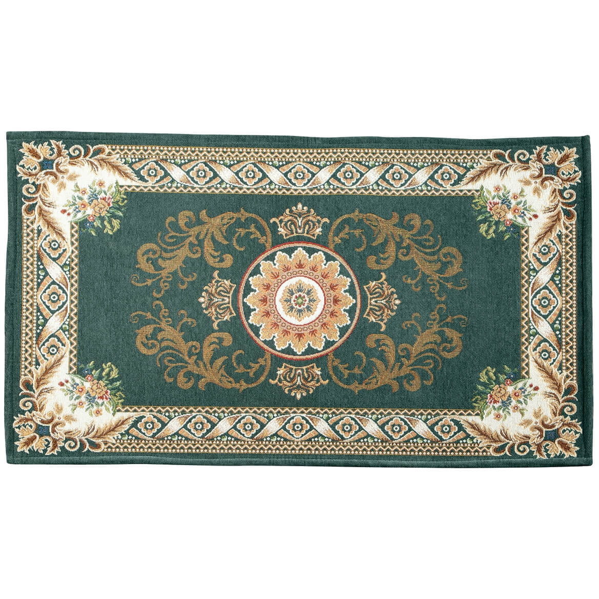 Regency Tile Rug Regency Non-Slip Rug, Rich Color Design, Floral Details, Home Décor ...