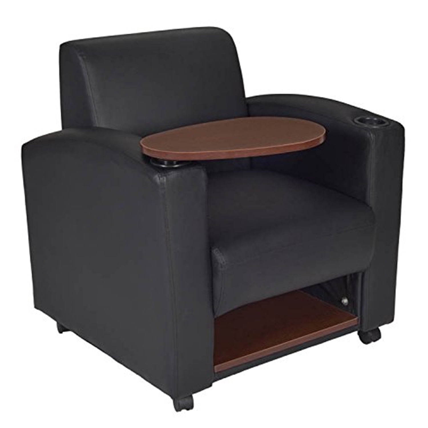 Nova Black Swivel Tablet Arm Chair with Built-In Storage
