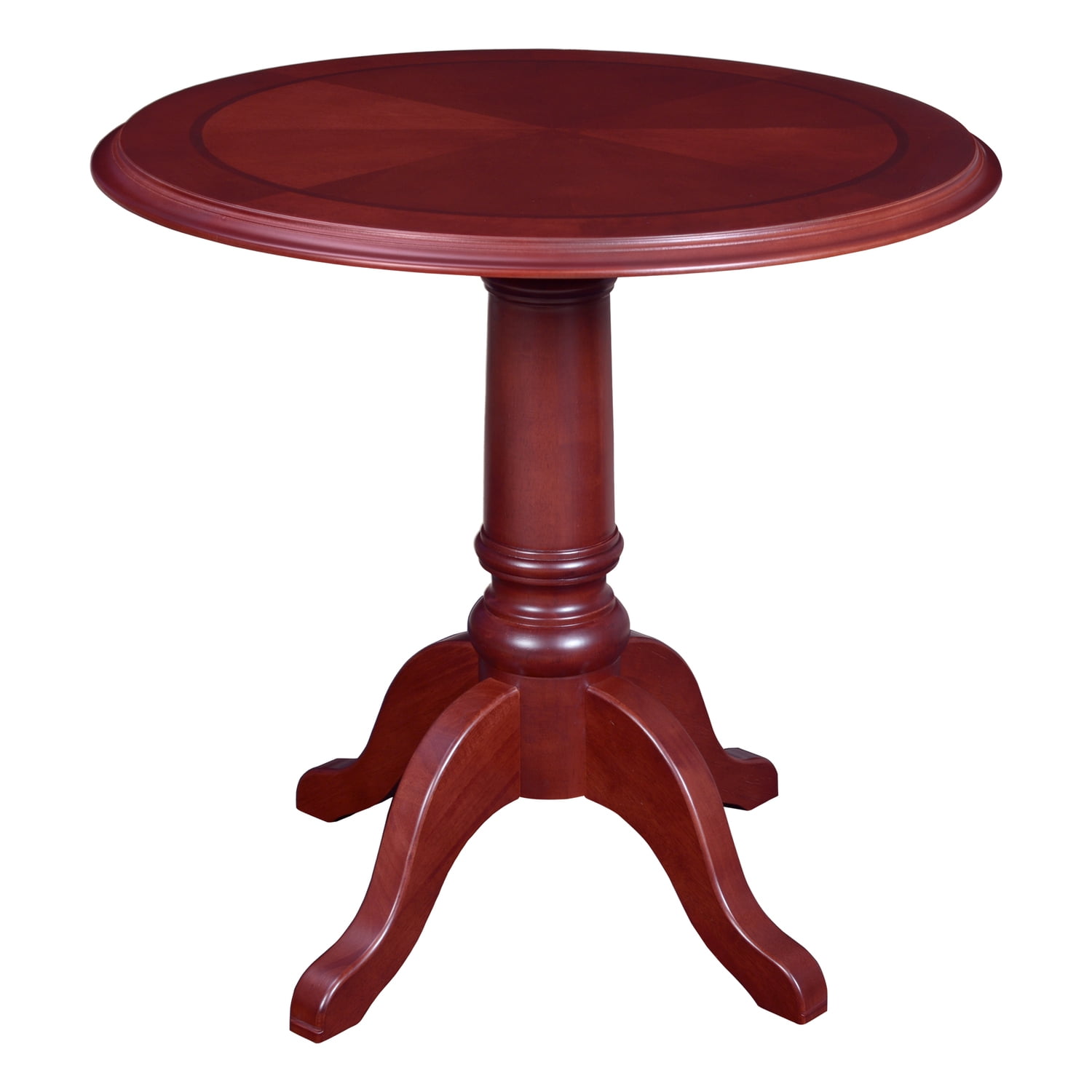 Mahogany Round Wood Dining Table with Pedestal Base