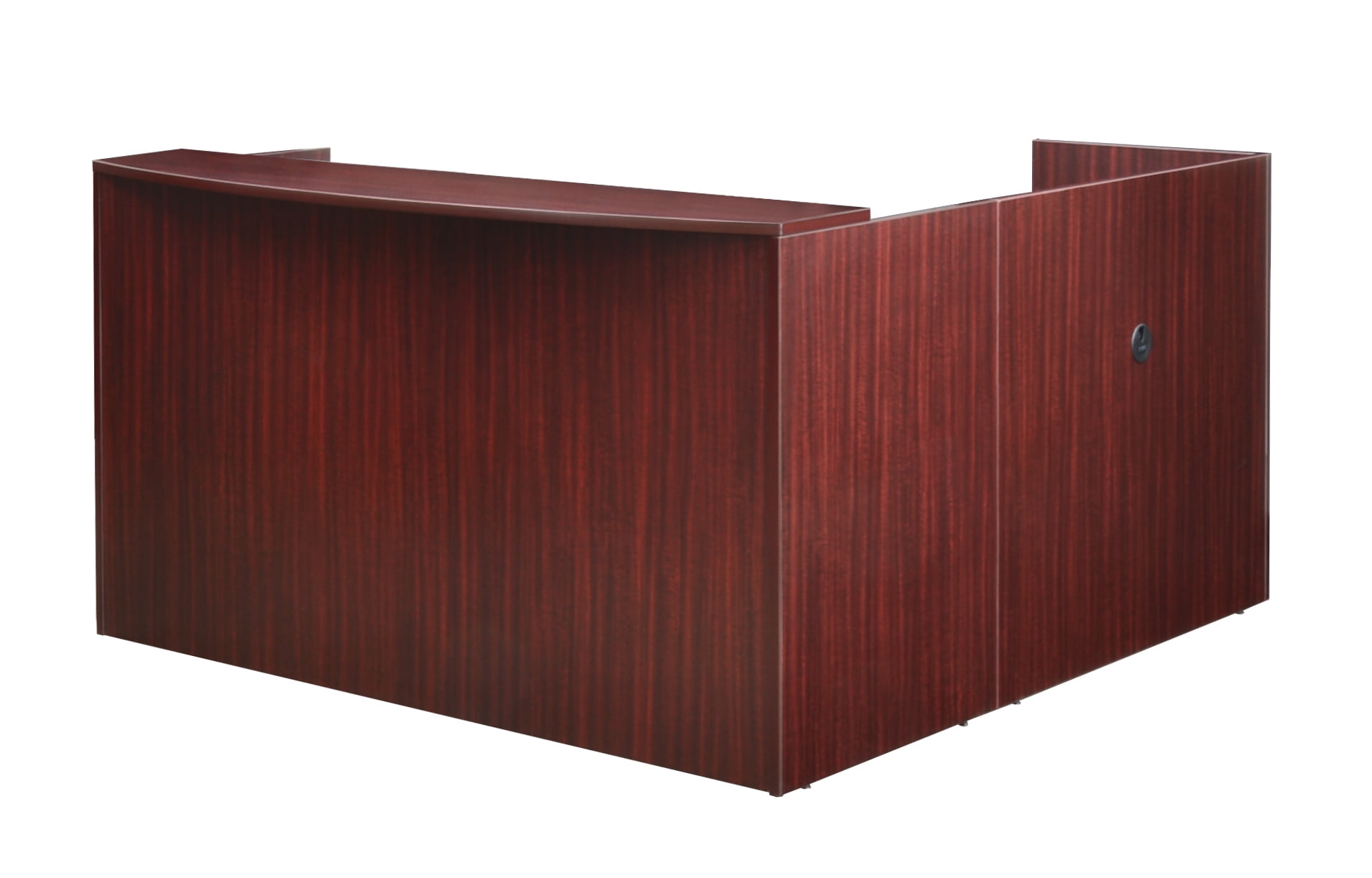 Mahogany Corner Reception Desk with Filing Cabinets and Drawers