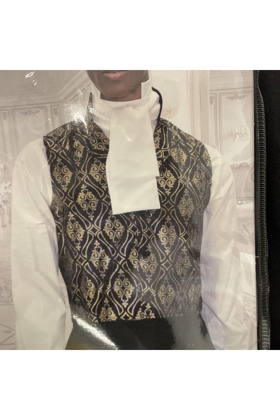 Regency Romance Royalty Mens Vest L/XL Fits Up To Size 46 Black W/Gold Accents