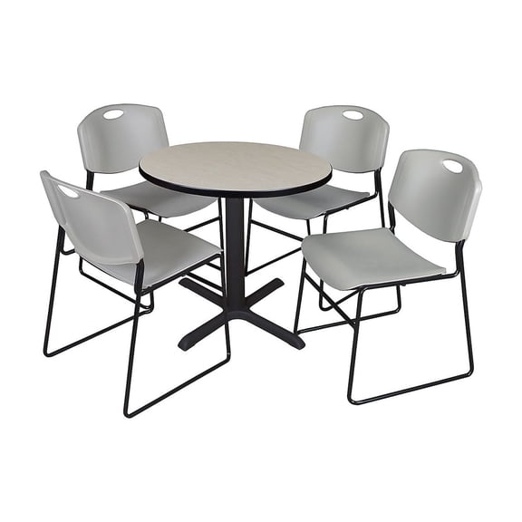 Regency Round Table with 4 Chairs 30" Maple & Gray (TB30RNDPL44GY)