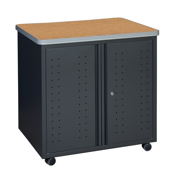 Romig Mesa Steel Mobile Locking Utility/Fax/Copy Table 30" X 23.25" - Medium Oak