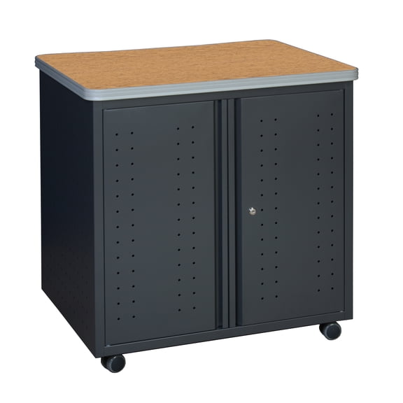 Romig Mesa Steel Mobile Locking Utility/Fax/Copy Table 30" X 23.25" - Medium Oak